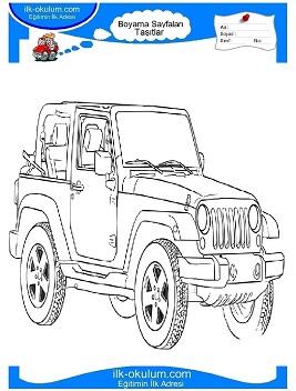 Çocuklar İçin jeep Boyama Sayfaları 